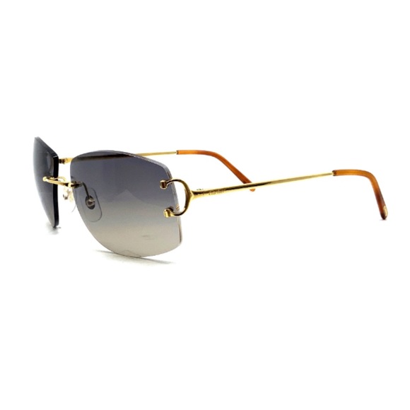 Cartier C Decor Men's Sunglasses CT0008RS-001 Gold Frame Gradient Grey Lens - Picture 3 of 10